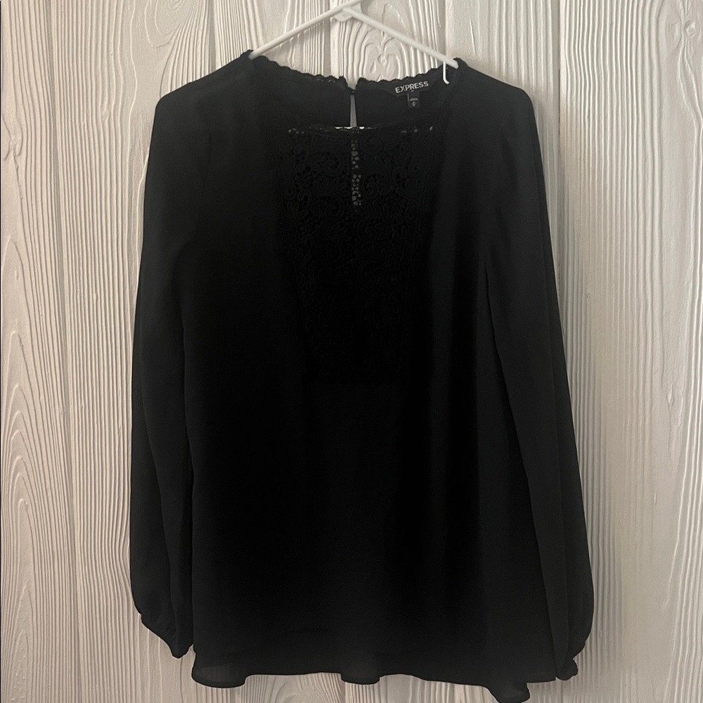 Express Elegant Black Chiffon Top